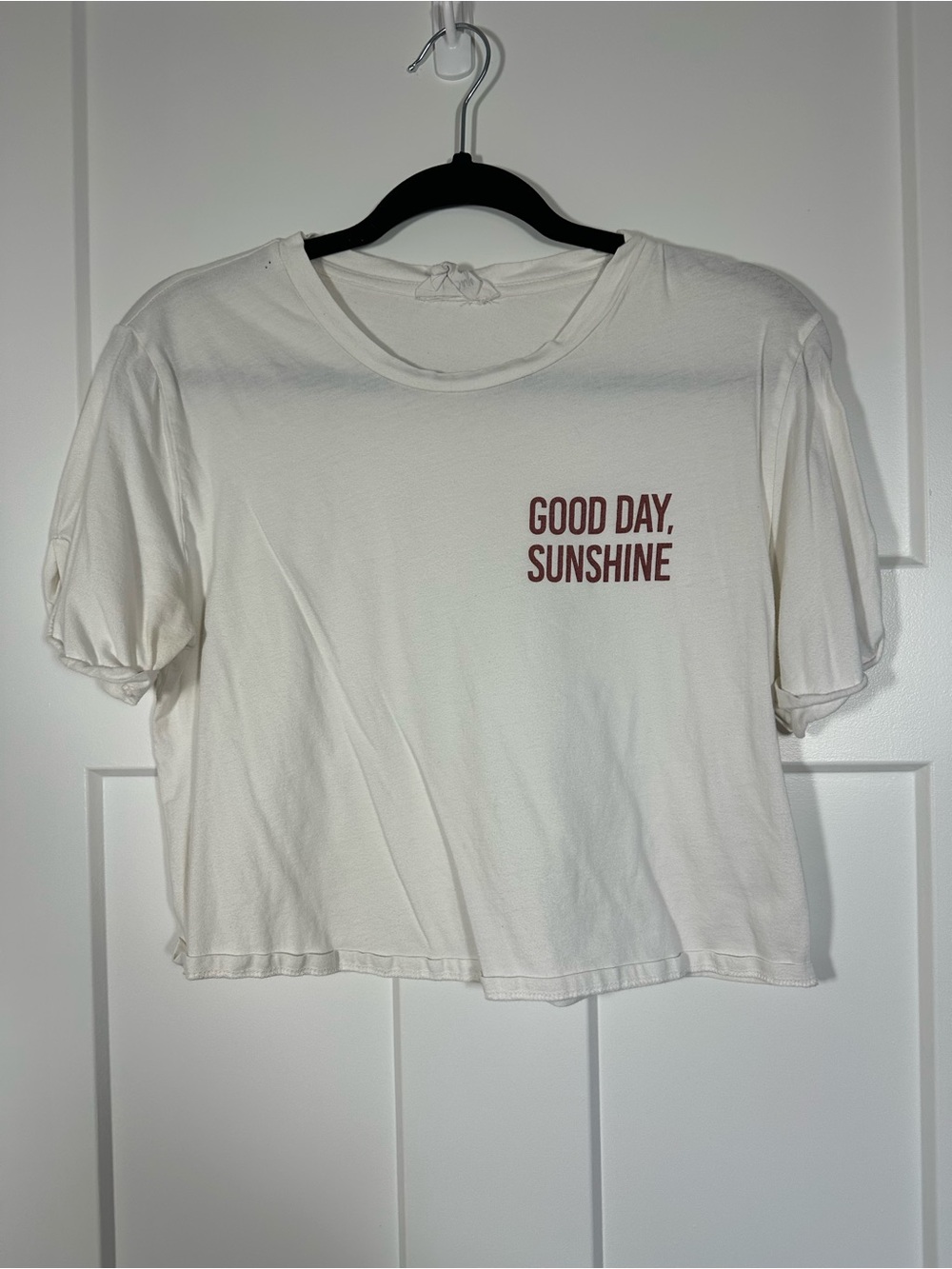 Sadie & Sage White Crop Tee with Red Graphic